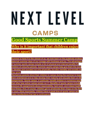 Good Sports Summer Camp