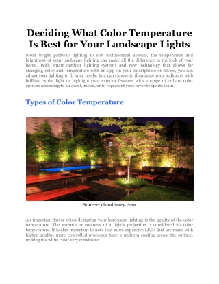 Deciding What Color Temperature Is Best for Your Landscape Lights