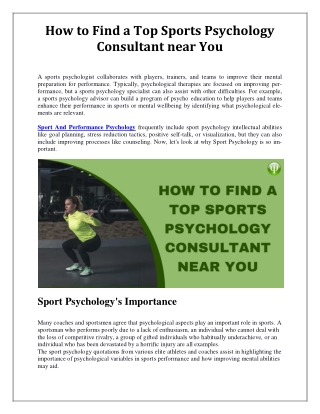 How to Find a Top Sports Psychology Consultant near You