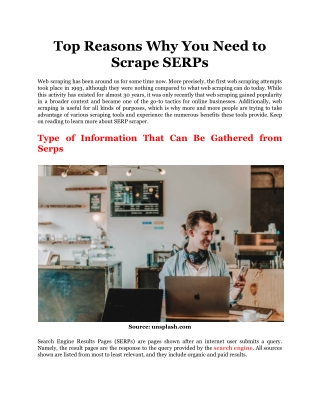 Top Reasons Why You Need to Scrape SERPs