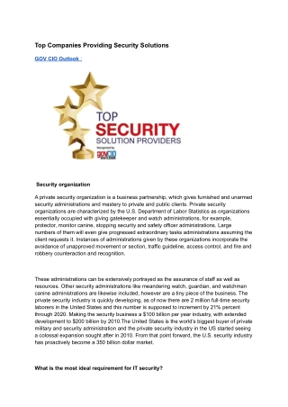 Top Companies Providing Security Solutions