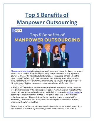 Top 5 Benefits of Manpower Outsourcing