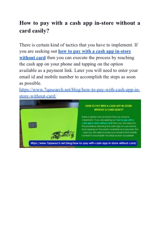 How to pay with a cash app in-store without a card easily?