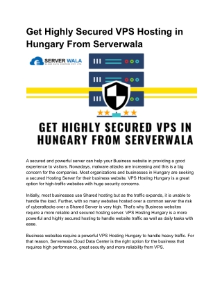 Get Highly Secured VPS in Hungary From Serverwala