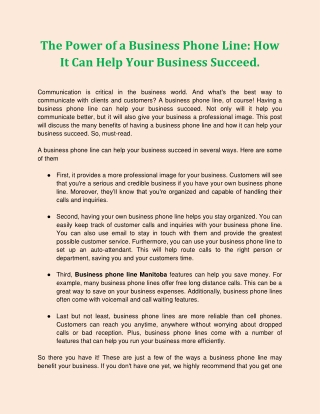 The Power of a Business Phone Line_ How It Can Help Your Business Succeed
