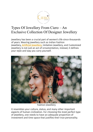 Types Of Jewellery From Ciero