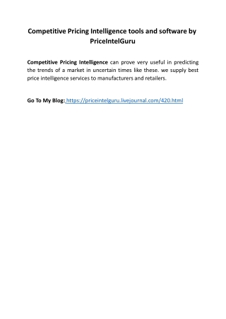 Competitive Pricing Intelligence tools and software by PriceIntelGuru