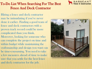 Best Sargeant Deck Installations Service