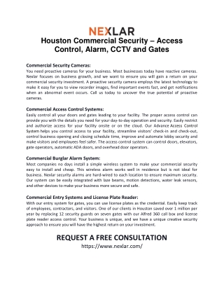 Houston Commercial Security – Access Control, Alarm, CCTV, and Gates