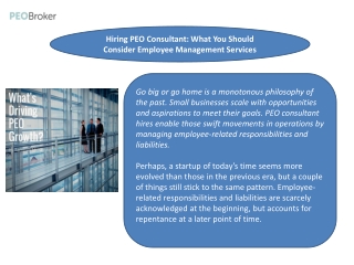 Hiring PEO Consultant What You Should Consider Employee Management Services