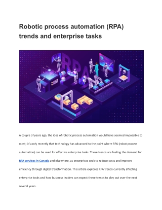 Robotic process automation (RPA) trends and enterprise tasks