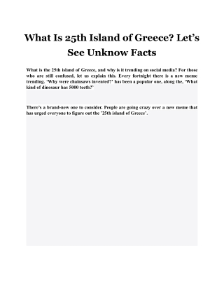 What Is 25th Island of Greece? Let’s See Unknow Facts