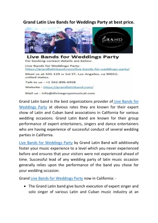 Live Bands for Weddings Party