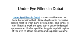Under Eye Fillers in Dubai