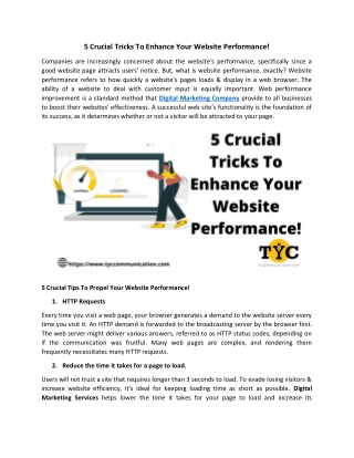5 Crucial Tricks To Enhance Your Website Performance