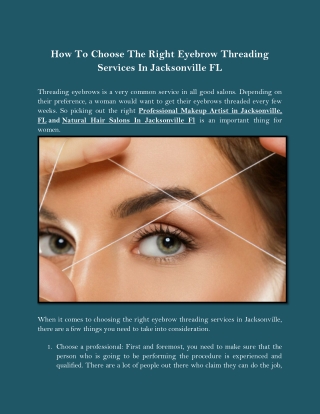 How To Choose The Right Eyebrow Threading Services In Jacksonville FL