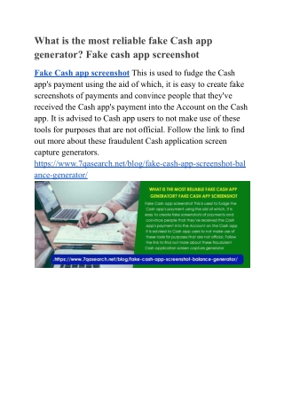 What is the most reliable fake Cash app generator? Fake cash app screenshot