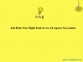 Job roles you might find at an Ad agency in London