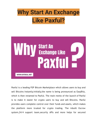 Why Start An Exchange Like Paxful ?