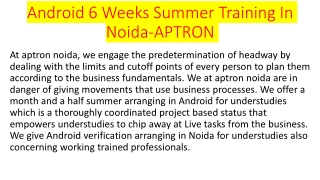 Android 6 Weeks Summer Training In Noida-APTRON