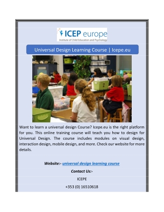 Universal Design Learning Course | Icepe.eu