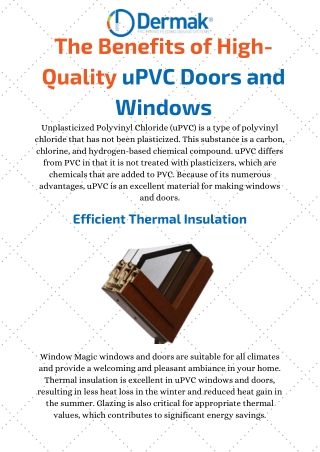 The Benefits of High-Quality uPVC Doors and Windows