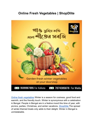 Online Fresh Vegetables | ShopDlite