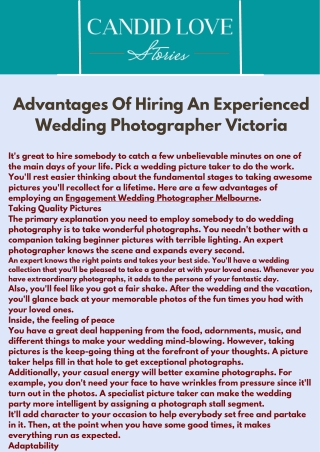 Advantages Of Hiring An Experienced Wedding Photographer Victoria