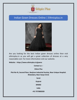 Indian Gown Dresses Online | Ethnicplus.in