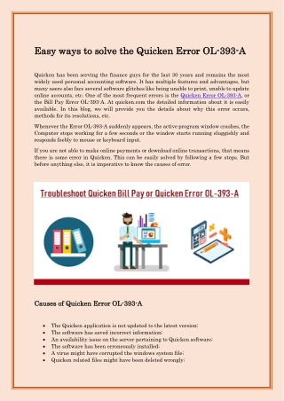 Easy ways to solve the Quicken Error OL-393-A