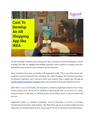 Cost To Develop An AR Shopping App like IKEA