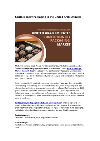 United Arab Emirates Confectionery Packaging Market Opportunity and Forecast