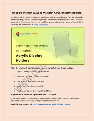 Best Ways to Maintain Acrylic Displays Holders?