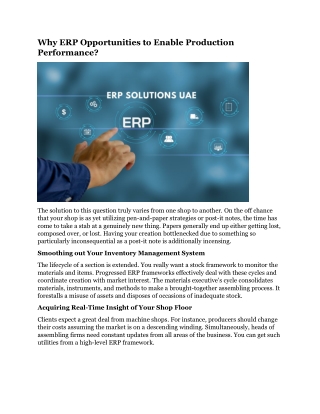 Why ERP Opportunities to Enable Production Performance