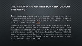 Online poker tournament you need to know everything
