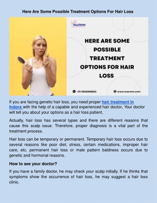 Here Are Some Possible Treatment Options For Hair Loss