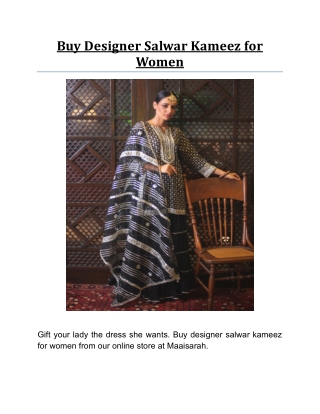 Buy Designer Salwar Kameez for Women