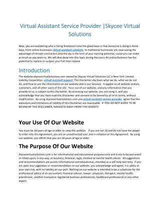 Virtual Assistant Service Provider Skycee Virtual Solutions