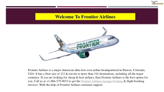 Frontier Airlines Customer Service Number  1-866-579-8033