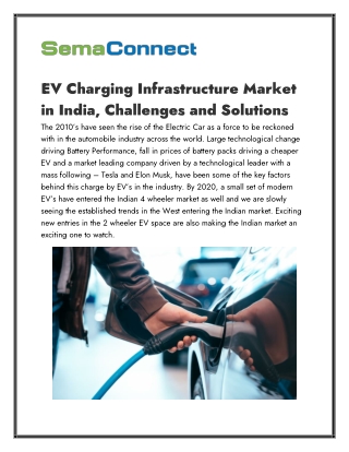EV Charging Infrastructure Market in India, Challenges and Solutions