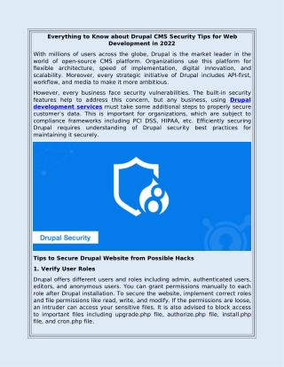 Everything to Know about Drupal CMS Security Tips for Web Development in 2022