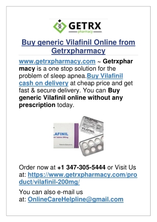 Buy generic Vilafinil Online from Getrxpharmacy
