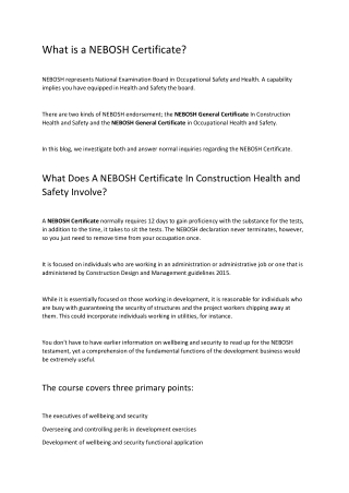 What is a NEBOSH Certificate