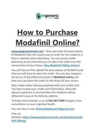 How to Purchase Modafinil Online