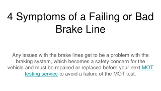 4 Symptoms of a Failing or Bad Brake Line