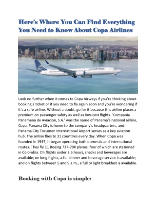 Here’s Where You Can Find Everything You Need to Know About Copa Airlines