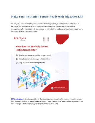 Make your Institution Future Ready with Education ERP