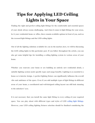 Tips for Applying LED Ceiling Lights in Your Space