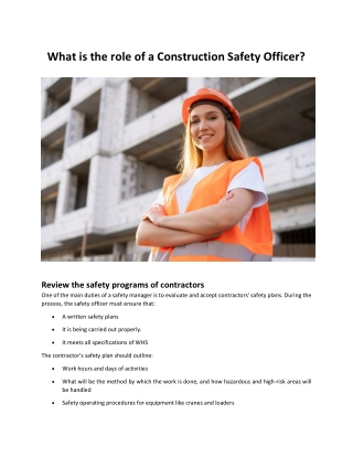 What is the role of a Construction Safety Officer