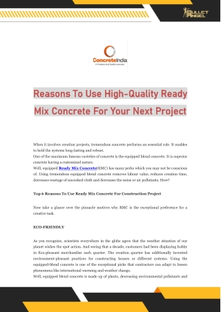 Reasons To Use High-Quality Ready Mix Concrete For Your Next Project